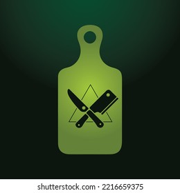 cutting board with home kitchen logo symbol icon vector graphic design illustration