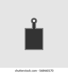 Cutting board icon flat. Black pictogram on grey background. Vector illustration symbol