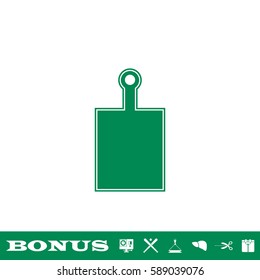 Cutting board icon flat. Green pictogram on white background. Vector illustration symbol and bonus button
