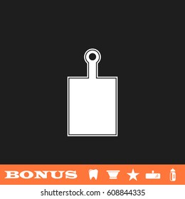 Cutting board icon flat. White pictogram on black background. Vector illustration symbol and bonus button tooth, vase, star, mirror, bottle