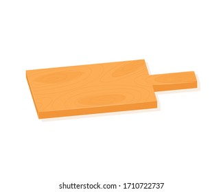Cutting board icon isolated of white background.Wood texture. Isometric design. Cartoon vector illustration.
