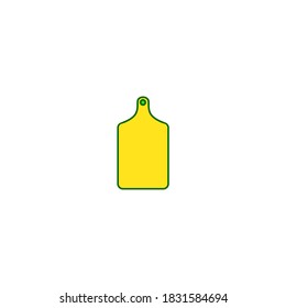 Cutting board icon. Kitchen and utensil icon. simple, flat, color, outline, yellow, green.