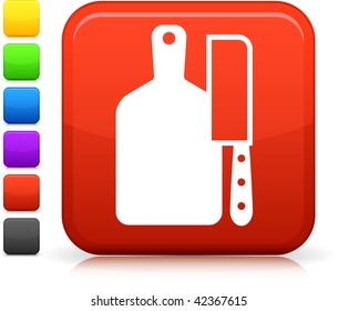Cutting Board icon on square internet button  Six color options included.