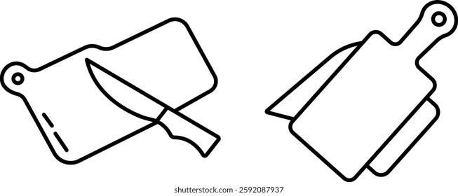 "Cutting Board Icon - Thin Line Outline Vector"