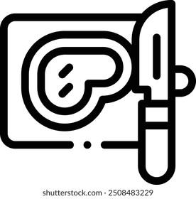 Icono de la tabla de cortar. Diseño De Estilo Lineal Delgado Aislado Sobre Fondo Blanco