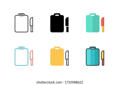 cutting board icon vector illustration with different style design. isolated on white background