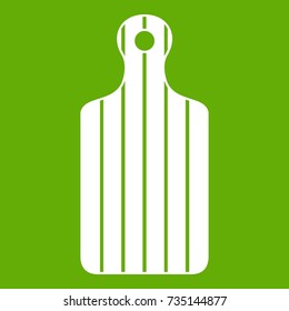 Cutting board icon white isolated on green background. Vector illustration