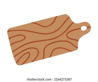 Cutting board isolated on white background, kitchen utensils. Flat design, hand drawn, cartoon.