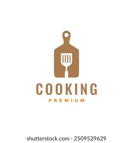 Vector de diseño de logotipo plano de concepto de cocina de tabla de cortar