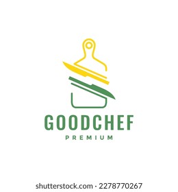 cutting board kitchen knife chef food abstract modern logo design vector