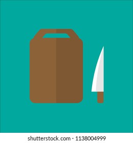 Cutting Board And Kitchen Knife icon