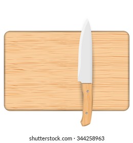 Cutting Board, Kitchen Knife, isolated on white background
