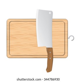 Cutting Board, Kitchen Knife, isolated on white background