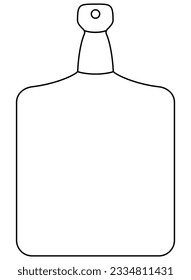 Cutting board, kitchen utensils - vector line drawing for coloring book, logo or pictogram. Outline. Cutting board for food