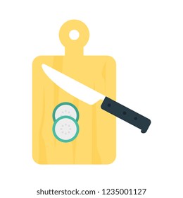 cutting board   knife   cucumber  