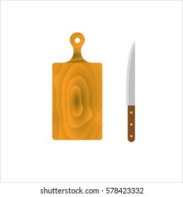 cutting Board and knife for design. vector illustration