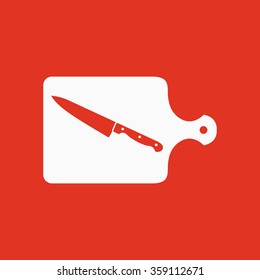 The cutting board and knife icon. Chef and restaurant, kitchen symbol. Flat Vector illustration