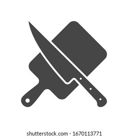 The cutting board with knife icon. Chopping Board symbol. Flat Vector illustration isolated on white background.