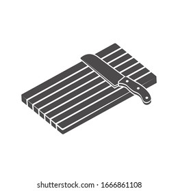 Cutting board with a knife  icon in a flat style.Vector illustration.