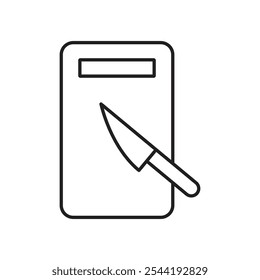 Tabla de cortar con el icono del cuchillo. icono de Vector aislado.