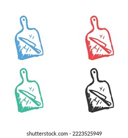 Cutting board with knife icon, kitchen wooden board utensil, Cutting Board (Kitchen Equipment) vector icons in multiple colors