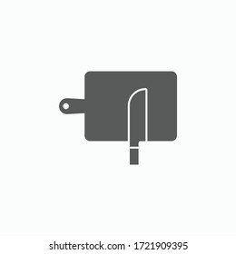 cutting board and knife icon, kitchenware vector