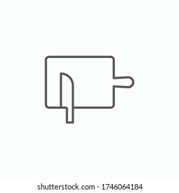 cutting board and knife icon, kitchenware vector