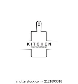 cutting board and knife icon, kitchenware vector