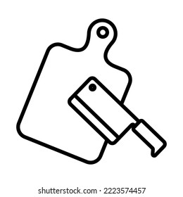 Cutting Board, Knife Icon Logo Design Vector Template Illustration Sign And Symbol Pixels Perfect