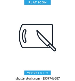 Cutting Board and Knife Icon Vector Design Template. Editable Stroke