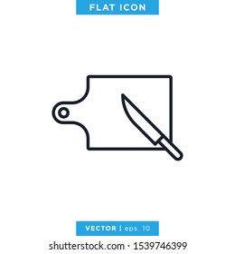 Cutting Board and Knife Icon Vector Design Template. Editable Stroke