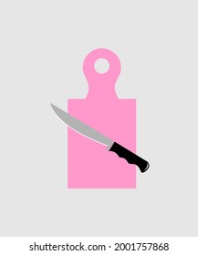 cutting board and knife icon vector design.