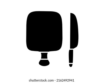 cutting board and knife icon vector with simple design