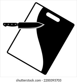 Cutting Board Knife Icon, Vegetable Chopping Board, Cutting Knife Vector Art Illustration