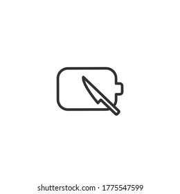 The cutting board and knife isolated line icon for web and mobile