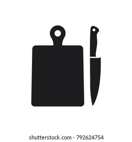 Cutting board and Knife kitchen tool vector illustration