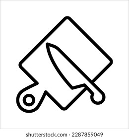 Cutting board with knife line icon, outline vector sign, vector illustration on white background