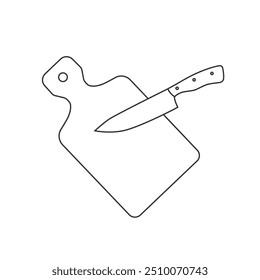 The cutting board and knife line icon. Chef and restaurant, kitchen symbol. Flat Vector illustration