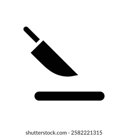 Cutting board with  knife linear icon isolated on white background 