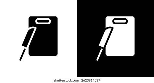 Tabuleiro de corte com faca para design de interface de usuário do aplicativo móvel da Web de logotipo.