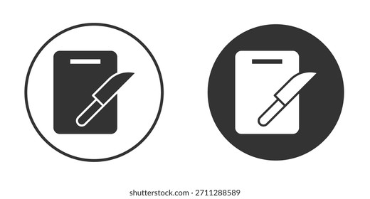 Cutting board with knife pack. vector glyph flat icons