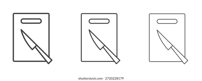 Cutting board with knife pack. vector glyph flat icons