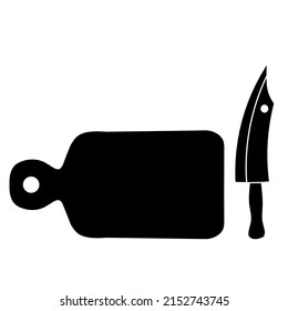 Cutting board and knife silhouette graphics vector illustrations