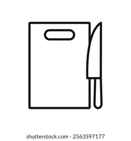 Cutting board with knife Simple thin line flat symbol