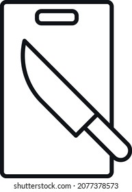 Cutting board with knife simple vector icon.