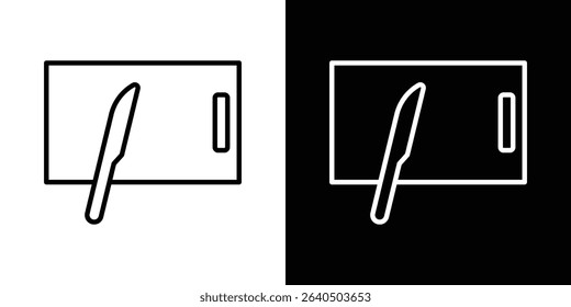 Cutting board with knife symbol concept for graphic design, Website, UI. EPS