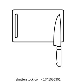 cutting board and knife vector icon. vector illustration.