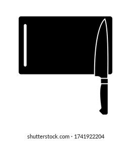 cutting board and knife vector icon. vector illustration.