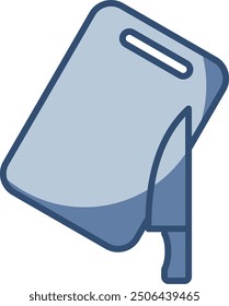 Tablero de corte y Vector de cuchillo icono de fondo transparente. diseño de color azul reemplazable