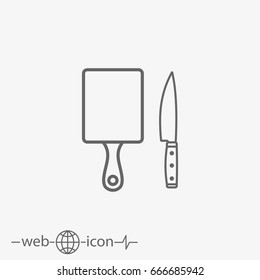 cutting board with knife vector icon